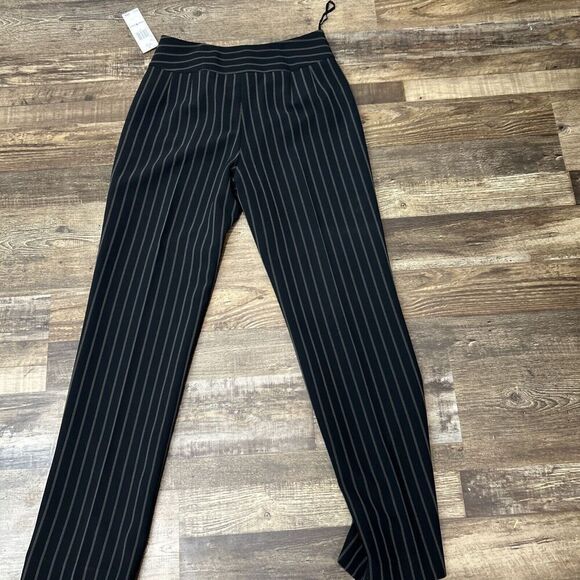 Jones New York Suit Pants Black Pinstriped Lined Poly Blend Size 6 Stretch - Picture 8 of 11